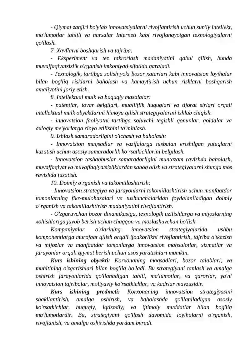 Korxonada innovatsion strategiyani tanlash va amalga oshirish jarayonlari 4