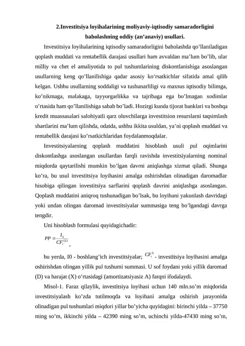 Investitsiya loyihalarining moliyaviy va iqtisodiy samaradorligini baholash 4