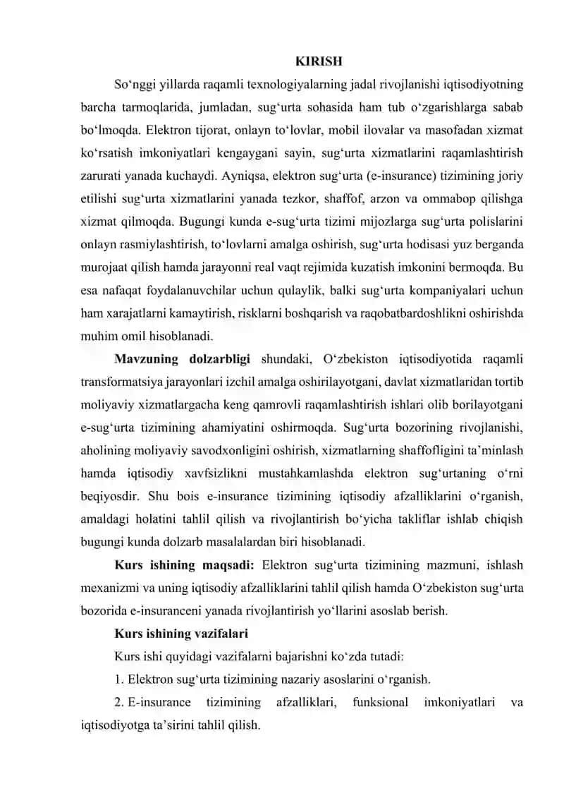Elektron Sug'urta (E-Insurance) Tizimining Iqtisodiy Afzalliklari 4
