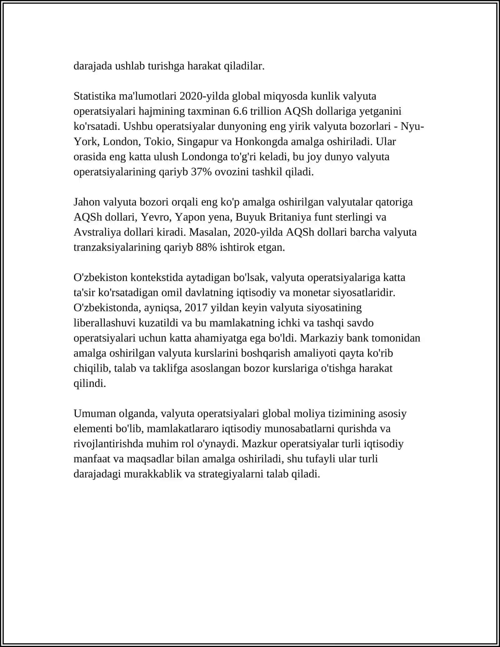 JORIY VA MUDDATLI VALYUTA OPERASIYALARINING TASNIFINI SHAKLLANTIRISH 4