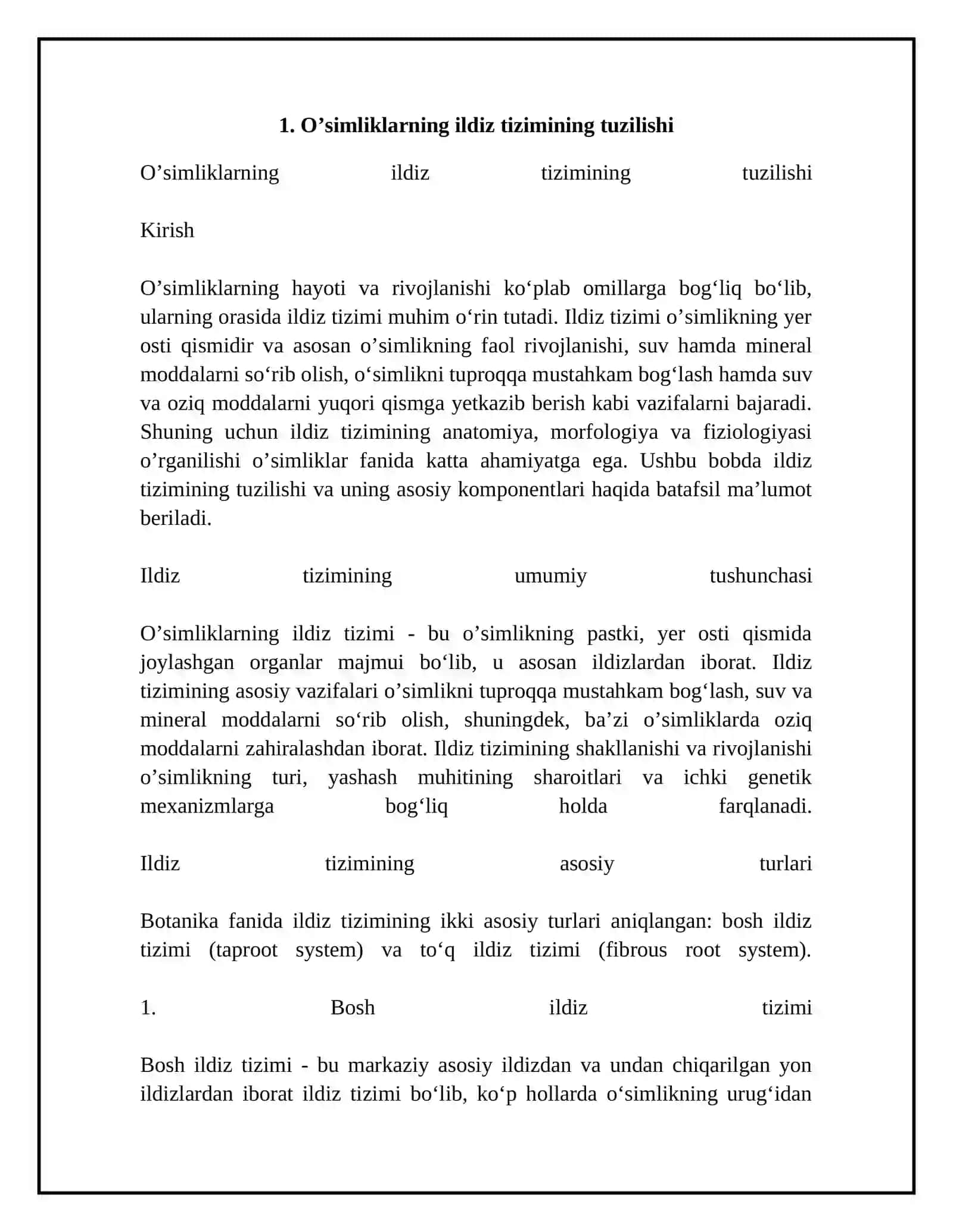 O’simliklarning ildiz tizimi, funksiyasi, fiziologiyasi. Simbiotik munosabatlar 4