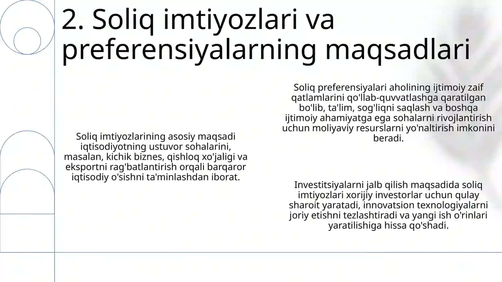 Soliq imtiyozlari va preferensiyalarining turlari 4