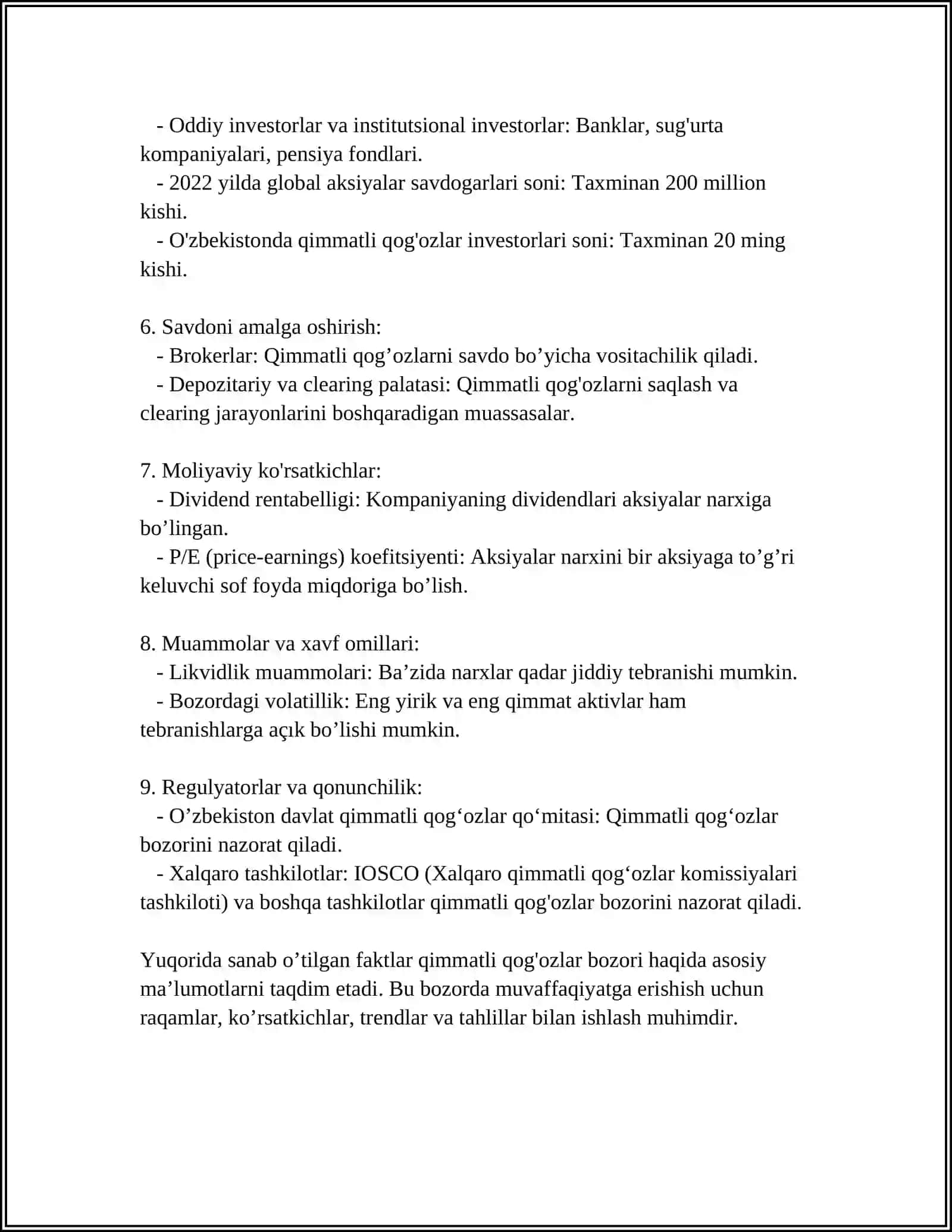 QIMBATLI QAǴAZLAR SAWDASINIŃ SHÓLKEMLESTIRIWSHILERI HÁM OPERATSIYALARI 4