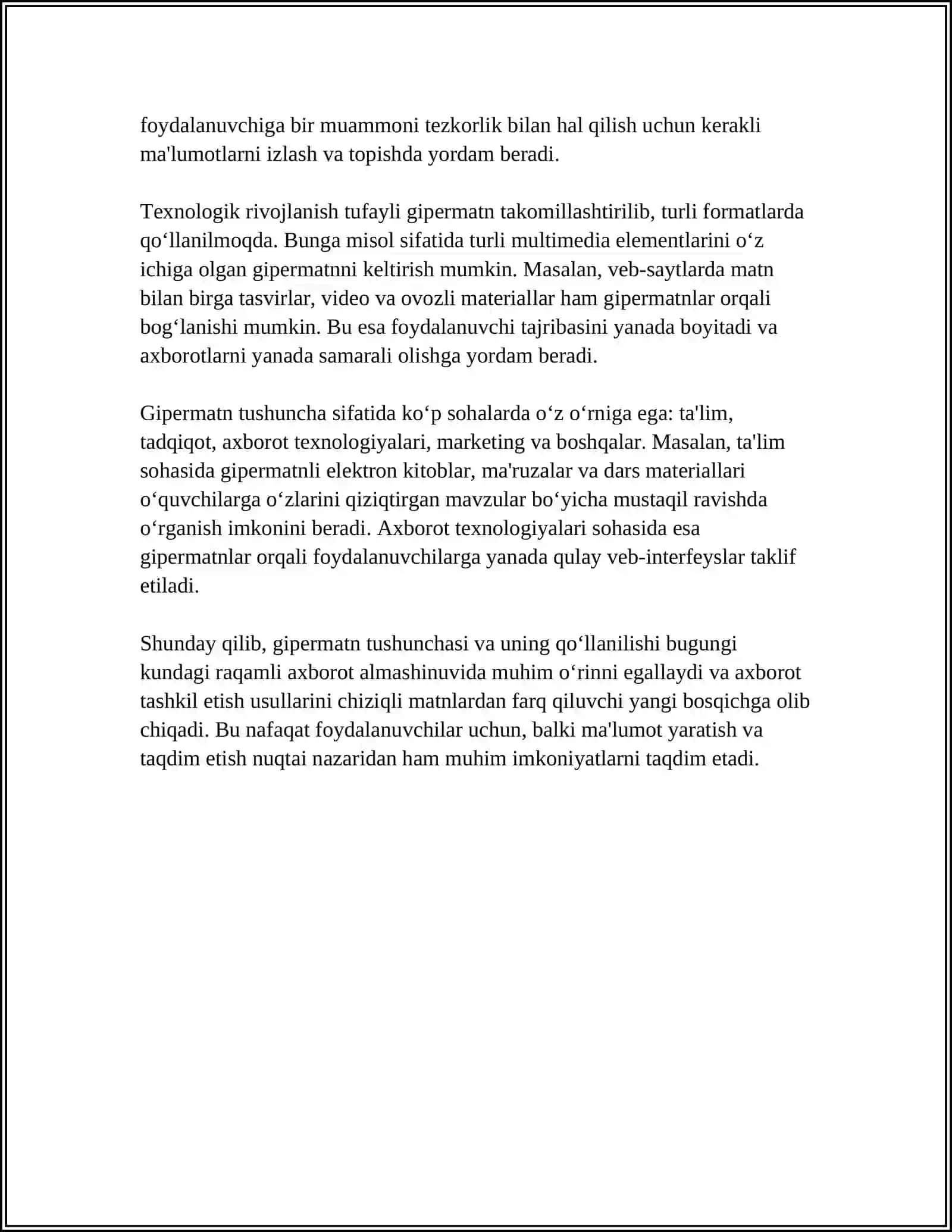 GIPERTEKST GIPERMUROJAAT VA GIPERMEDIA TUSHUNCHALARINI TAVSIFLASH 4