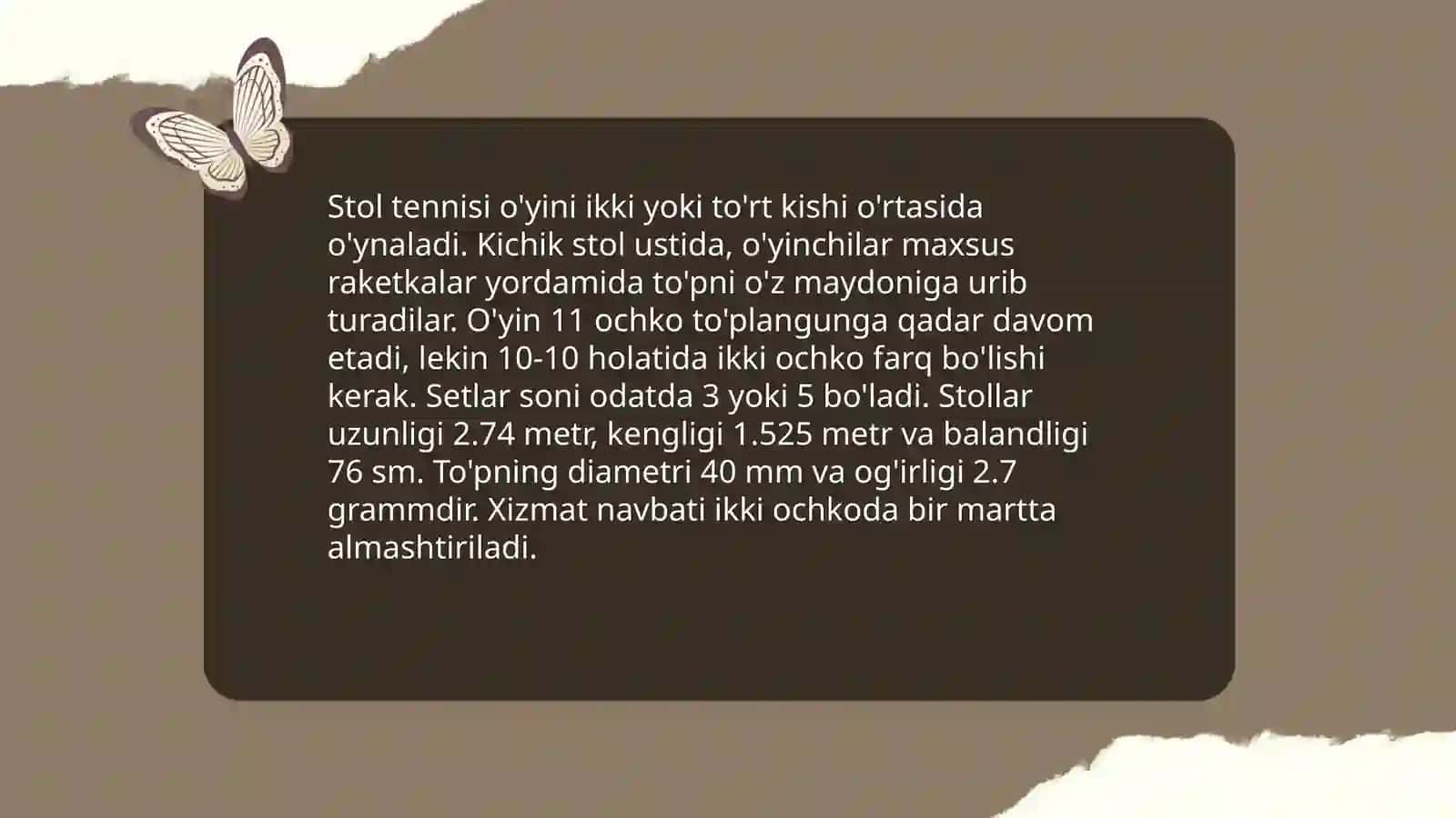 Stol tennisi tarixi qoidalari Olimpiya oʻyinlari 4