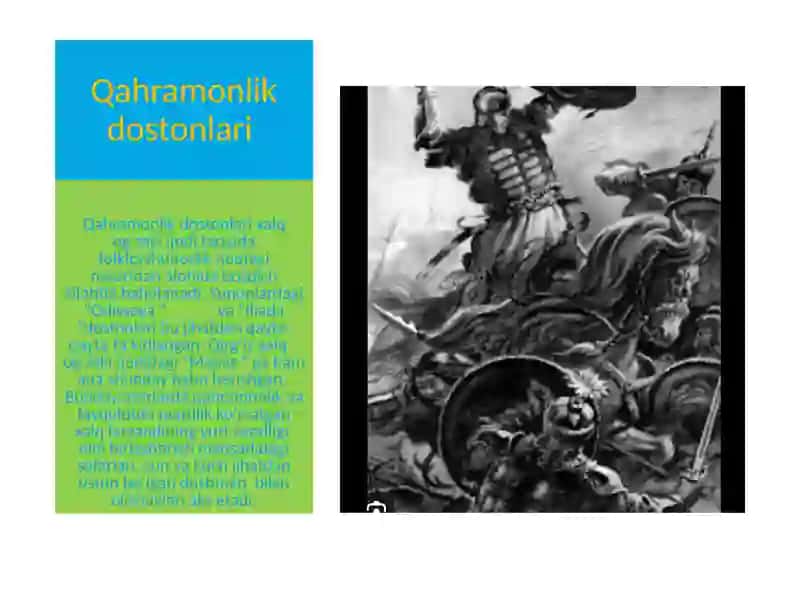 Qahramonlik dostonlarining oʻziga xos xususiyatlari 4