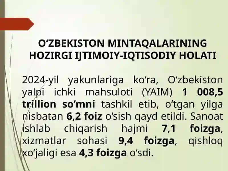 O‘zbekiston mintaqalarini ijtimoiy-iqtisodiy rivojlanishini takomillashtirish yo‘llari 4