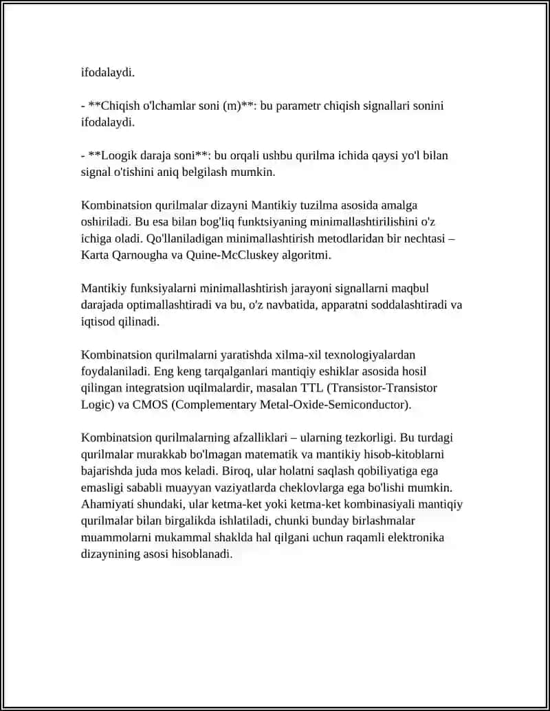 KOMBINATSION QURILMALARNING VAZIFALARI VA PARAMETRLARI 4