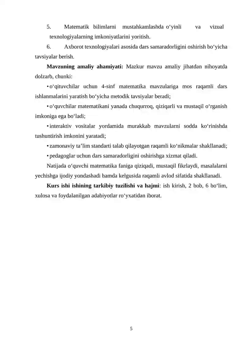 4-sinf matematika darslarida axborot texnologiyalaridan foydalanish 4