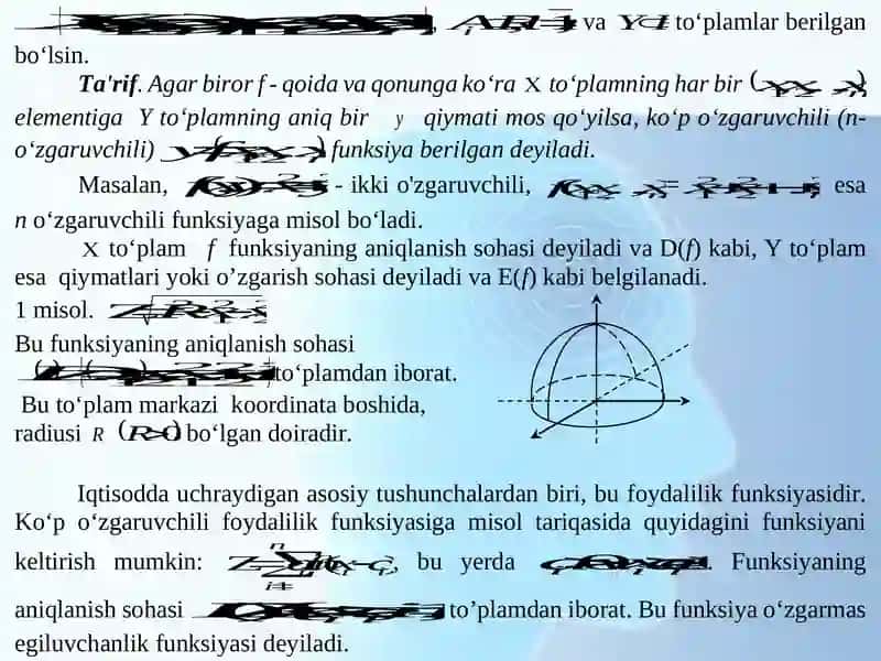 Kо‘p о‘zgaruvchili funksiya differensiali. Xususiy hosila va yuqori tartibli differensiallar 4