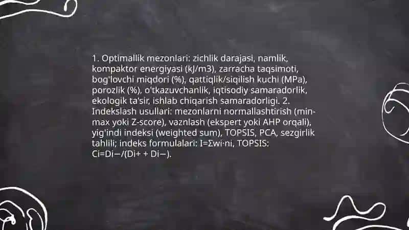 Gurutlarni optimallik darajasi bo'yicha zichlash texnologiyasini tanlash 4