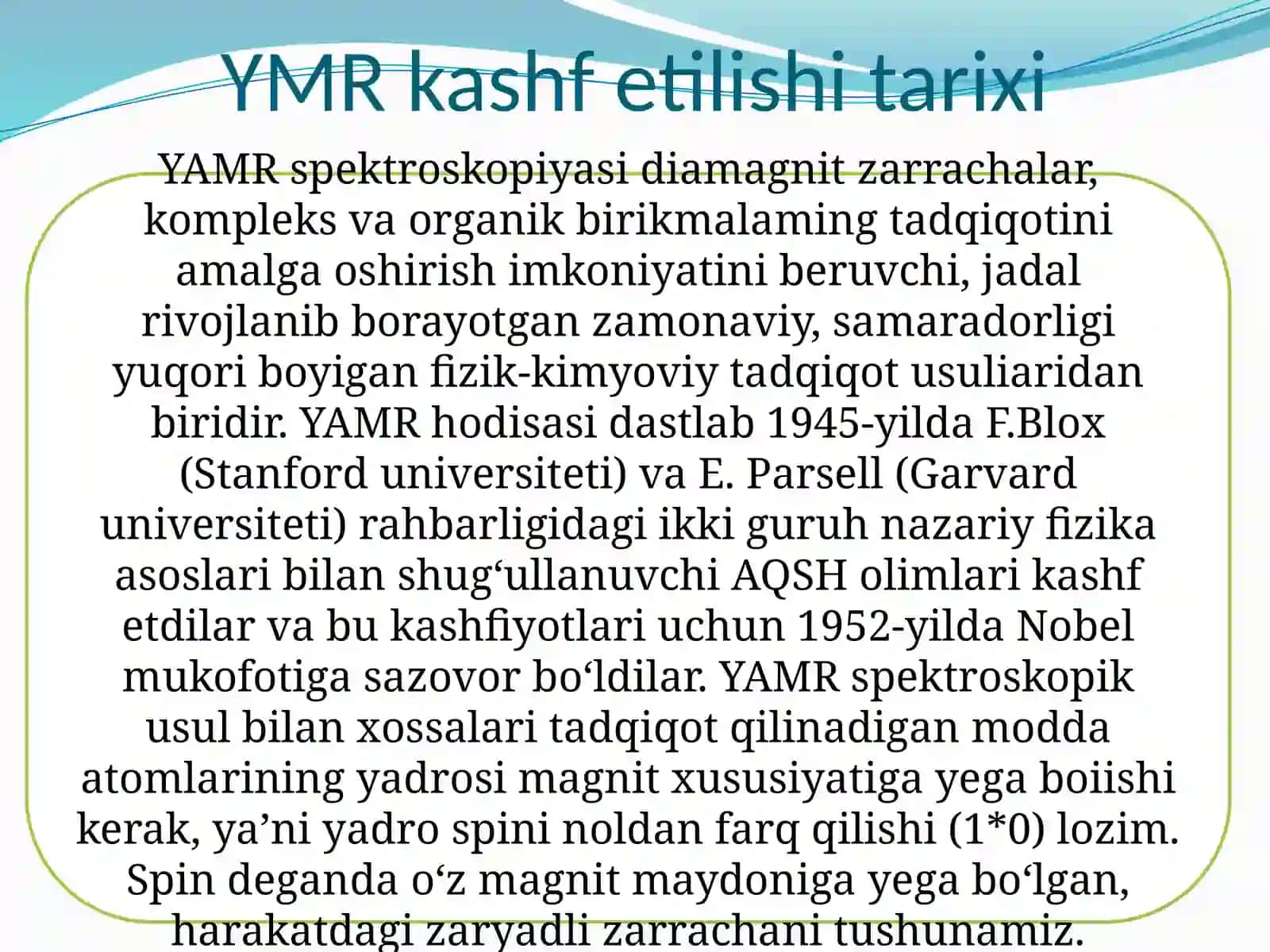 YADRO-MAGNITLI REZONANS (YMR) USULI 4