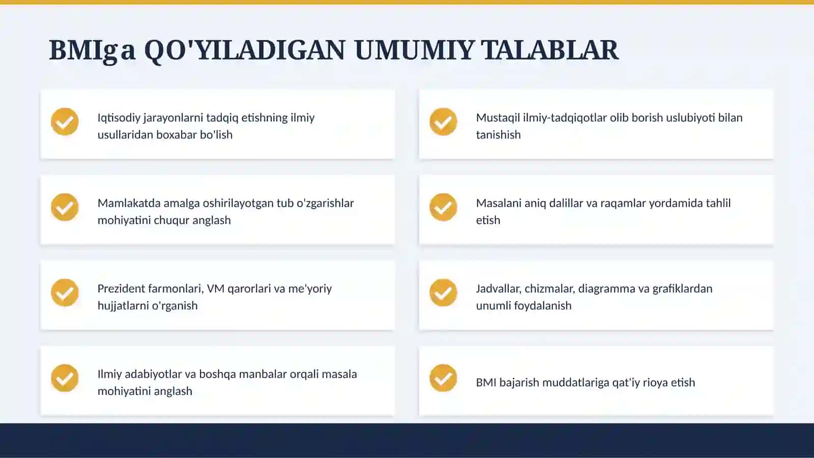 BITIRUV MALAKAVIY ISHINI TAYYORLASH VA TASHKIL ETISH SEMINAR 4