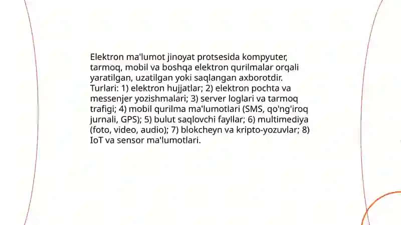 Jinoyat protsesida ashyoviy dalillar va elektron malumotlarni dalil sifatida ishga qo'shib qo'yish 4