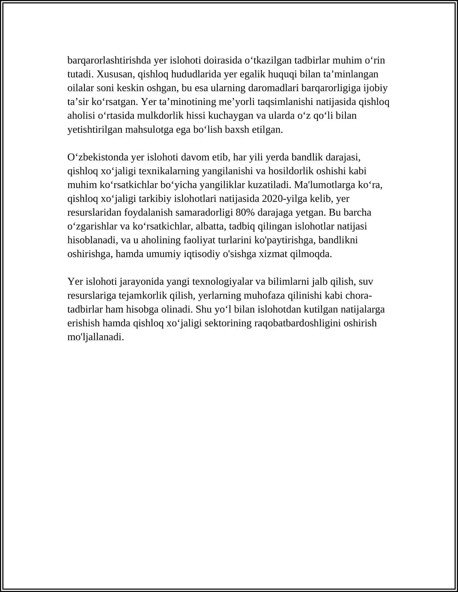 MUSTAQILLIK YILLARIDA QISHLOQ XOʻJALIGI VA SANOAT DAGI OʻZGARISHLAR 4