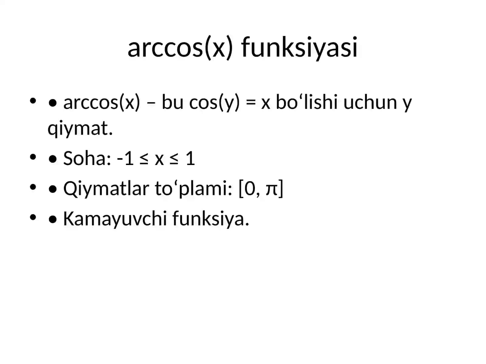 Teskari trigonometrik funksiyalar 4