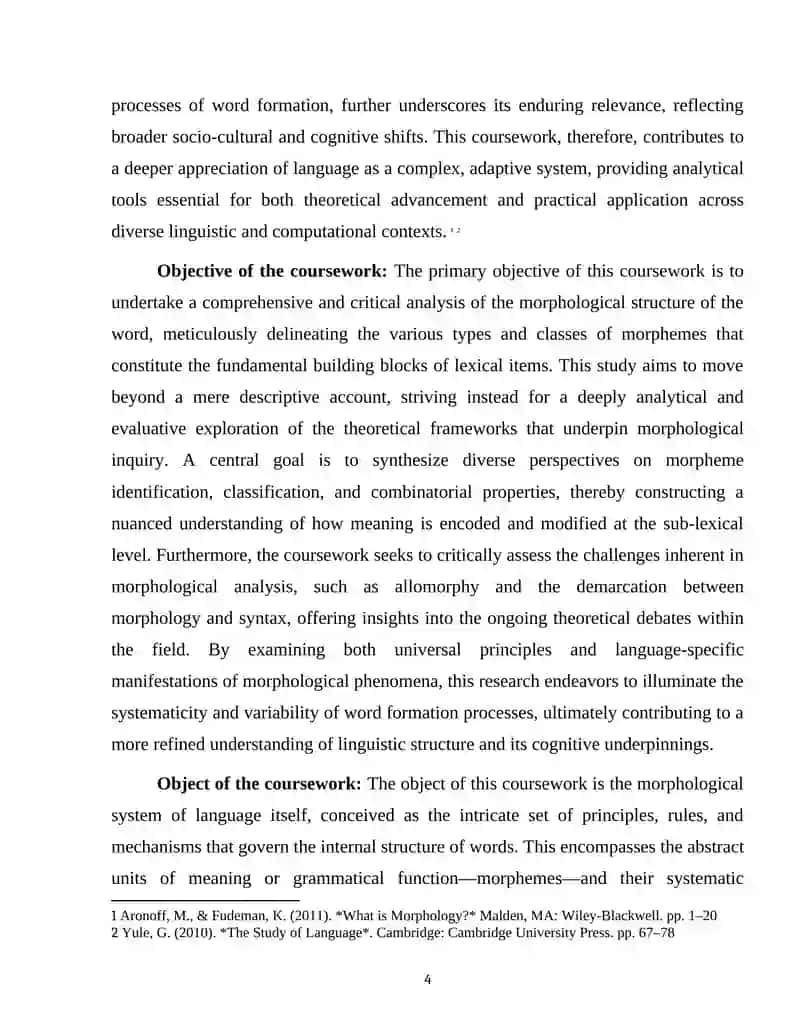 "MORPHOLOGICAL STRUCTURE OF THE WORD: TYPES AND CLASSES OF MORPHEMES" 4
