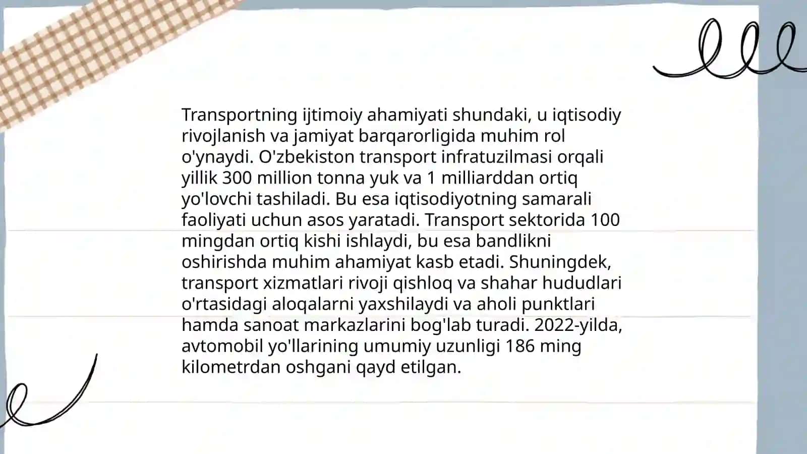 Transportning ahamiyati, vazifasi va turlari 4