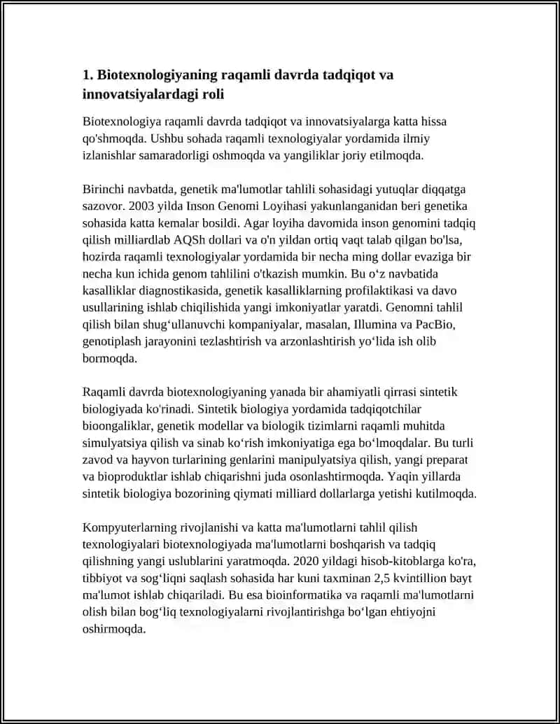 Biotexnologiya raqamli davrda tadqiqot va innovatsiyalardagi roli 4