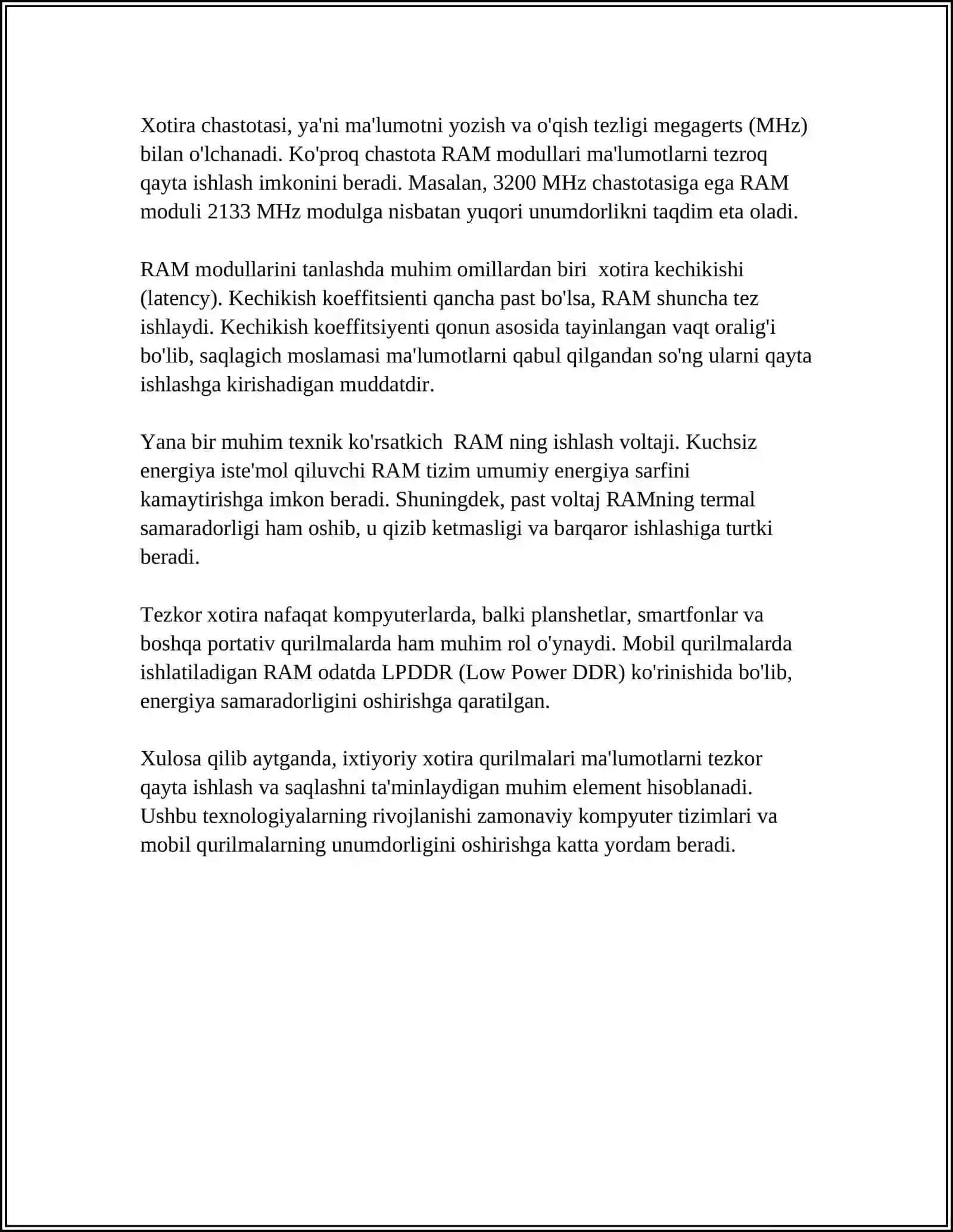IHTIYORIY,SIKLIK,KETMA-KET FOYDALANUVCHILI HOTIRA QURILMALARI 4
