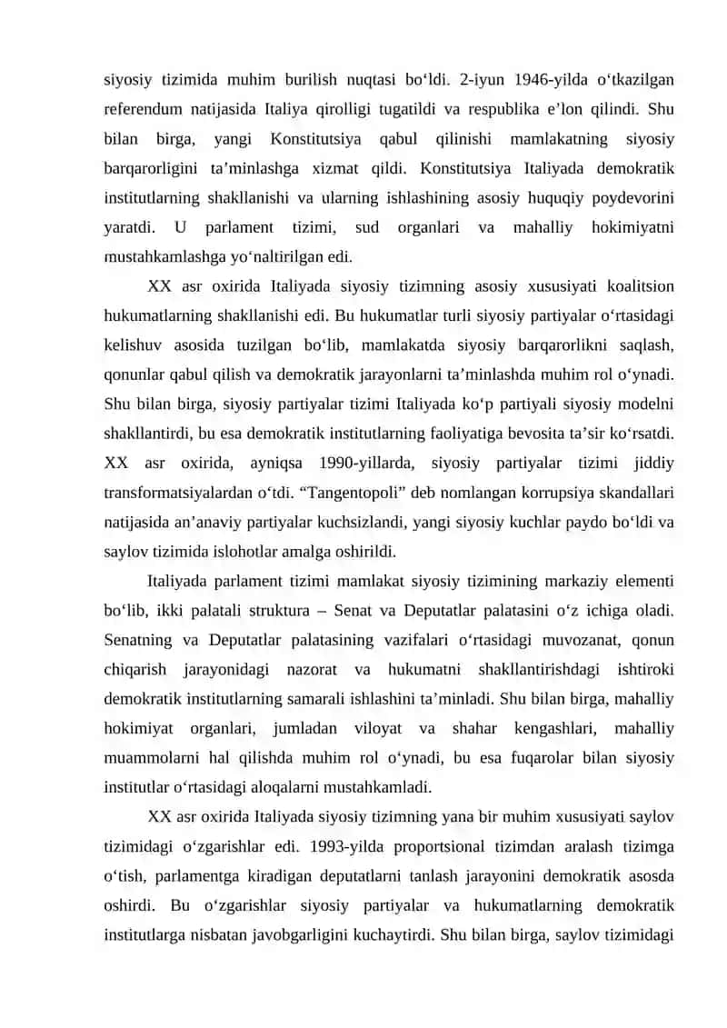 XX asr oxirida Italiyada demokratik institutlar rivoji 4