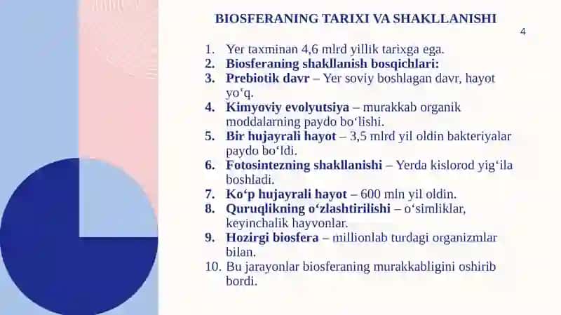 Biosfera,chegaralari,  biosferada organizimlarning xilma xilligi. 4