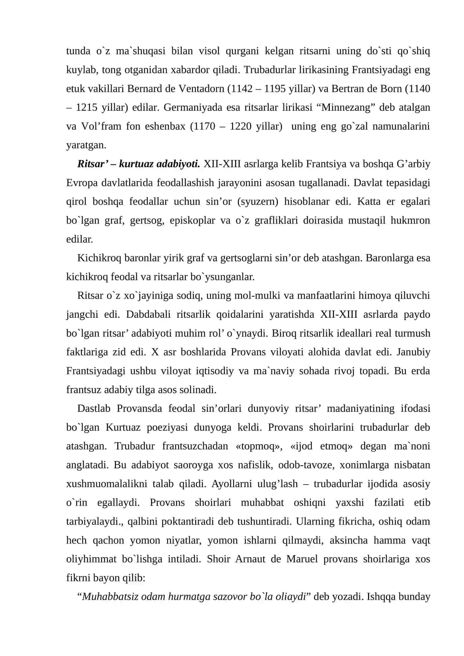 O`rta asrlar va Uyg’onish davri adabiyoti. O`rta asrlarda Evropa adabiyoti 4