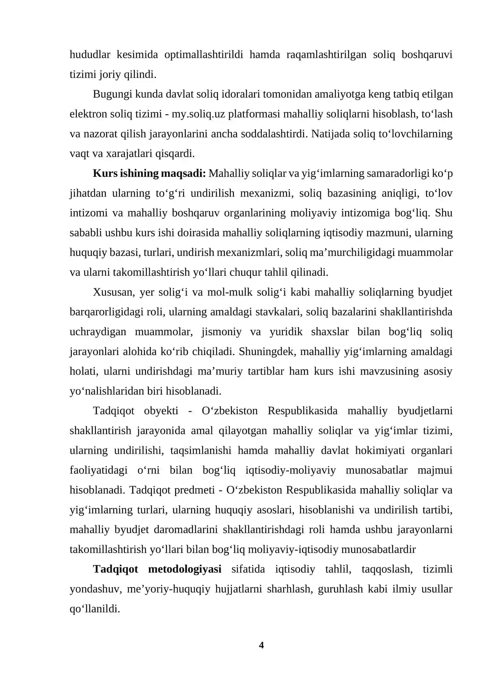 Oʻzbekiston respublikasida mahalliy soliqlar va yigʻimlarning amal qilish mexanizmi 4