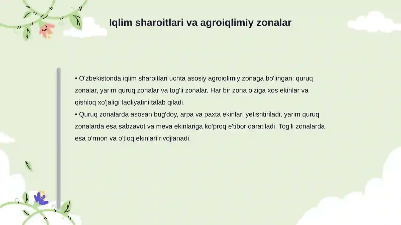 O'zbekiston iqlimiga tavsif va uning agroiqlimiy rayonlashtirilishi 4