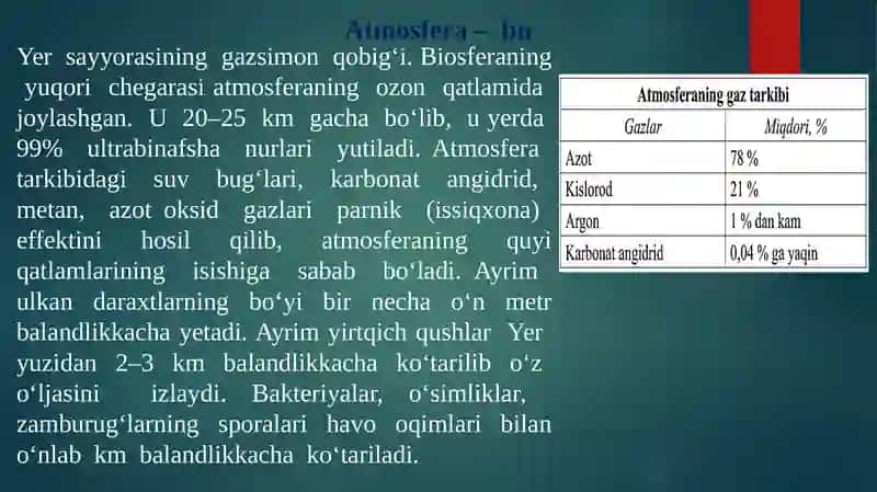 HAYOTNING BIOSFERA DARAJASINING UMUMBIOLOGIK QONUNIYATLARI 4