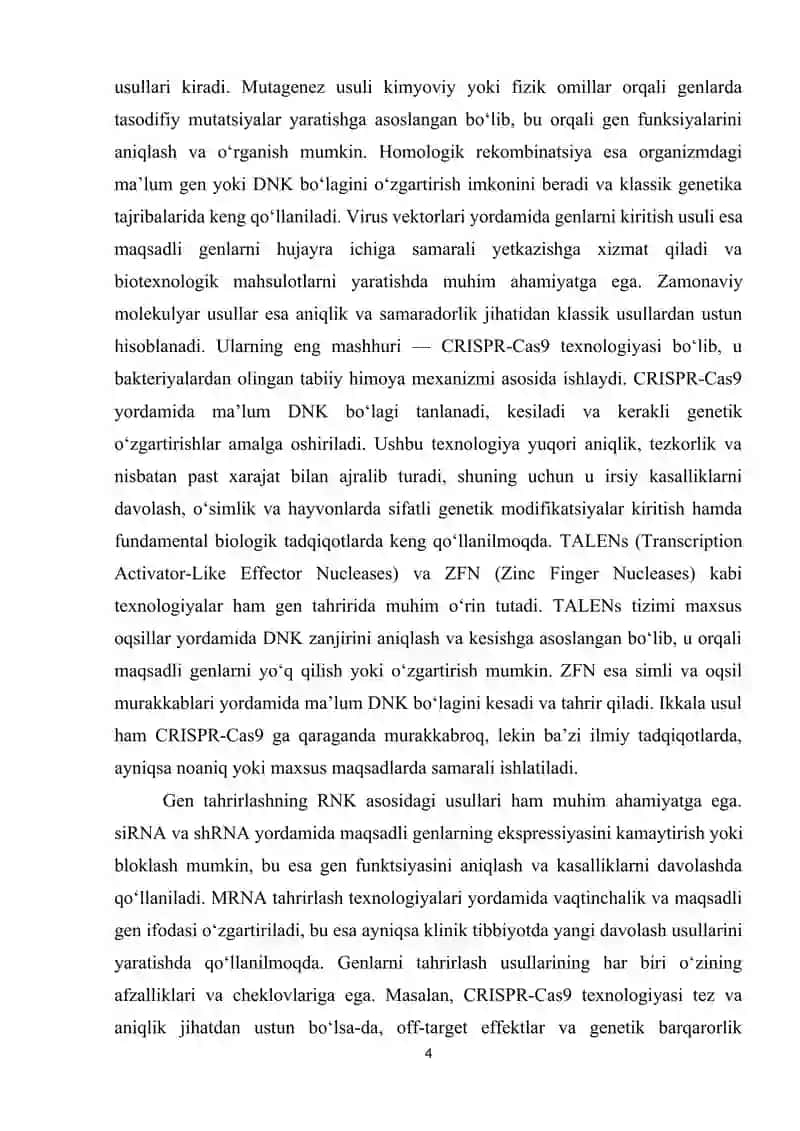 Genlarni tahrirlash usullari 4