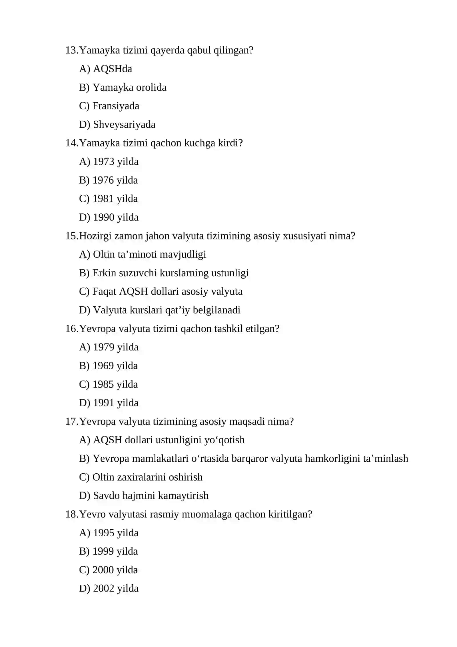 Xalqaro Moliyaviy Munosabatlar fanidan mustaqil taʼlim 4