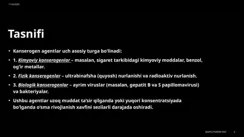 Kanserogen agentlar. o‘sma immuniteti 4