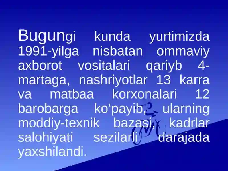 O'zbekiston axborot soxasida isloxot qilish 4