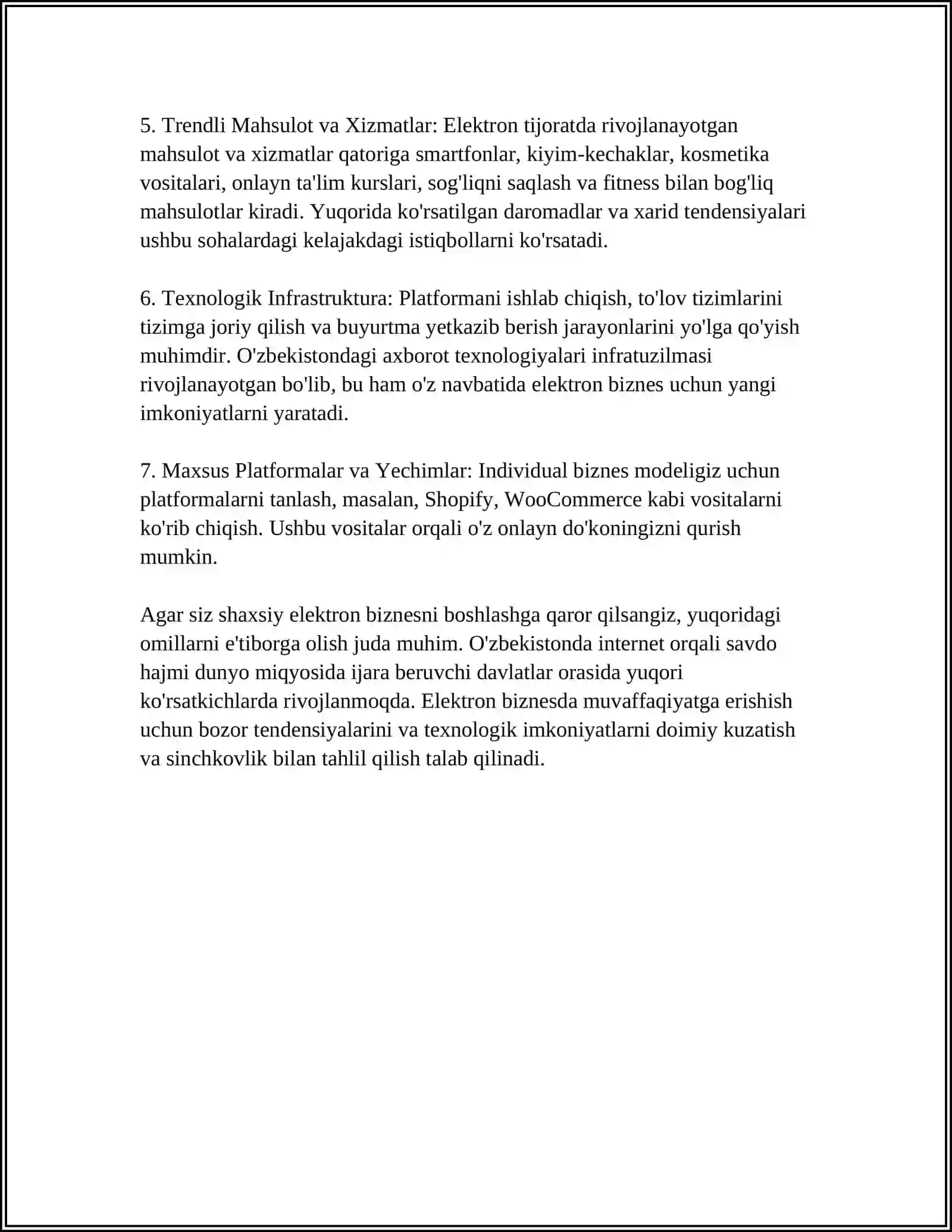SHAXSIY ELEKTRON BIZNESNI YARATISH 4