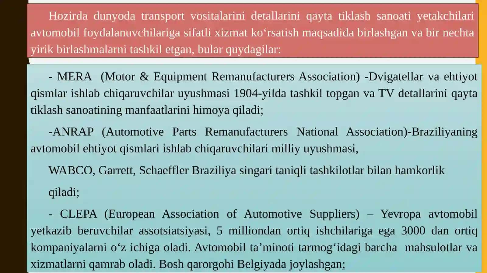 TRASPORT VOSITA DETALLARINING ISHLASH SHAROITLARI VA ULARNI ISHLASH QOBILIYATINI BELGILOVCHI KO‘RSATKICHLAR 4