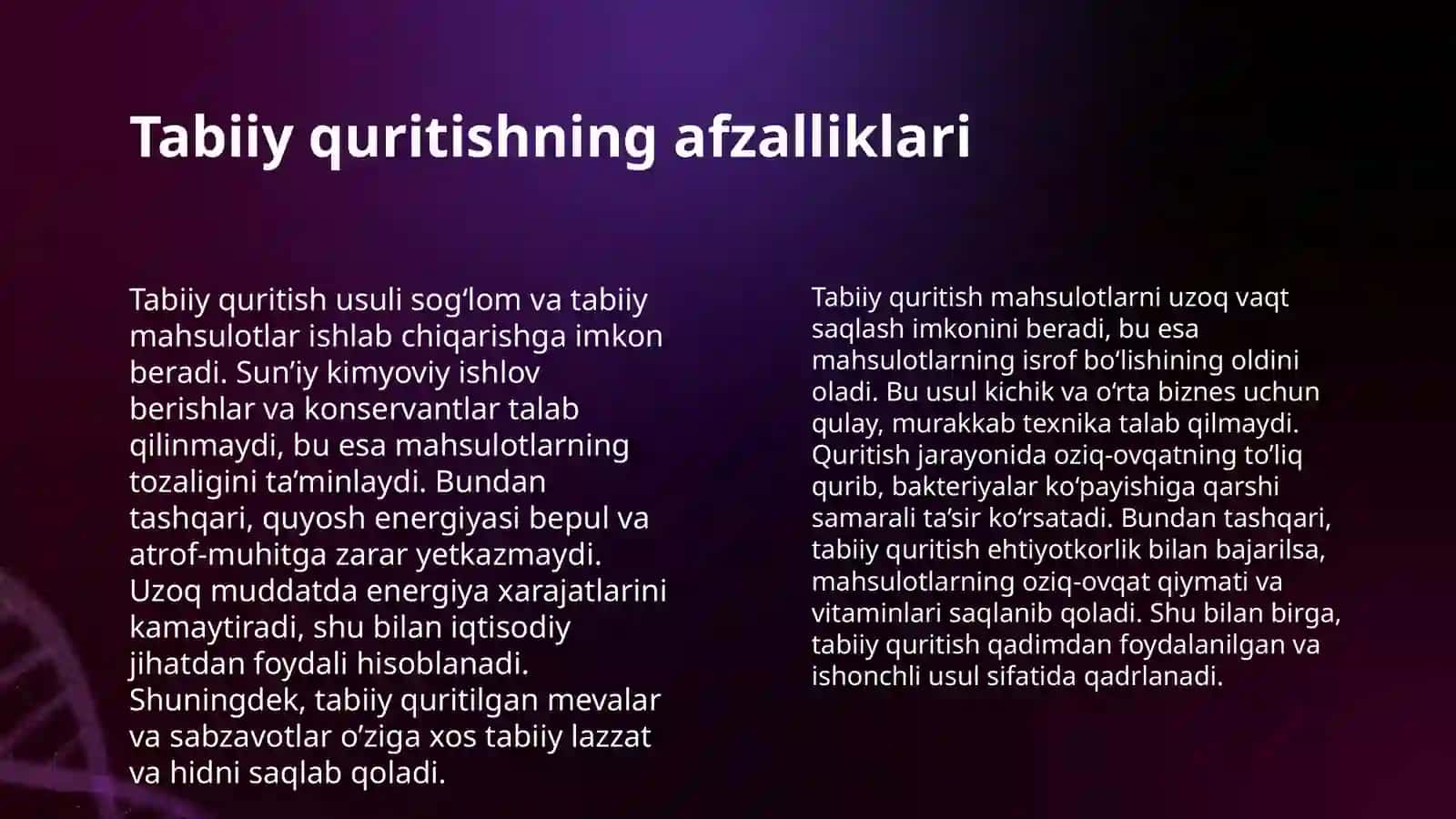 MEVA UZUM VA SABZAVOTLARNI TABIY USULDA QURITISH 4