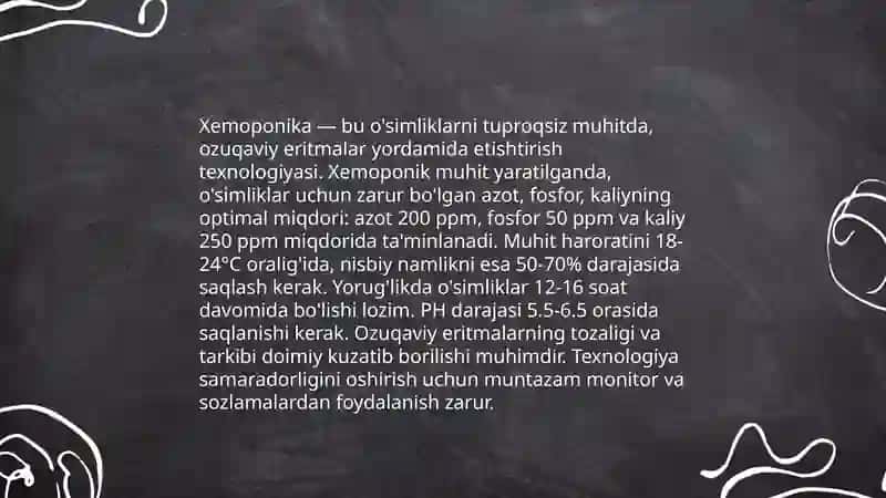 Himoyalangan yerlarda xemoponika usulida sabzavot yetishtirish. 4