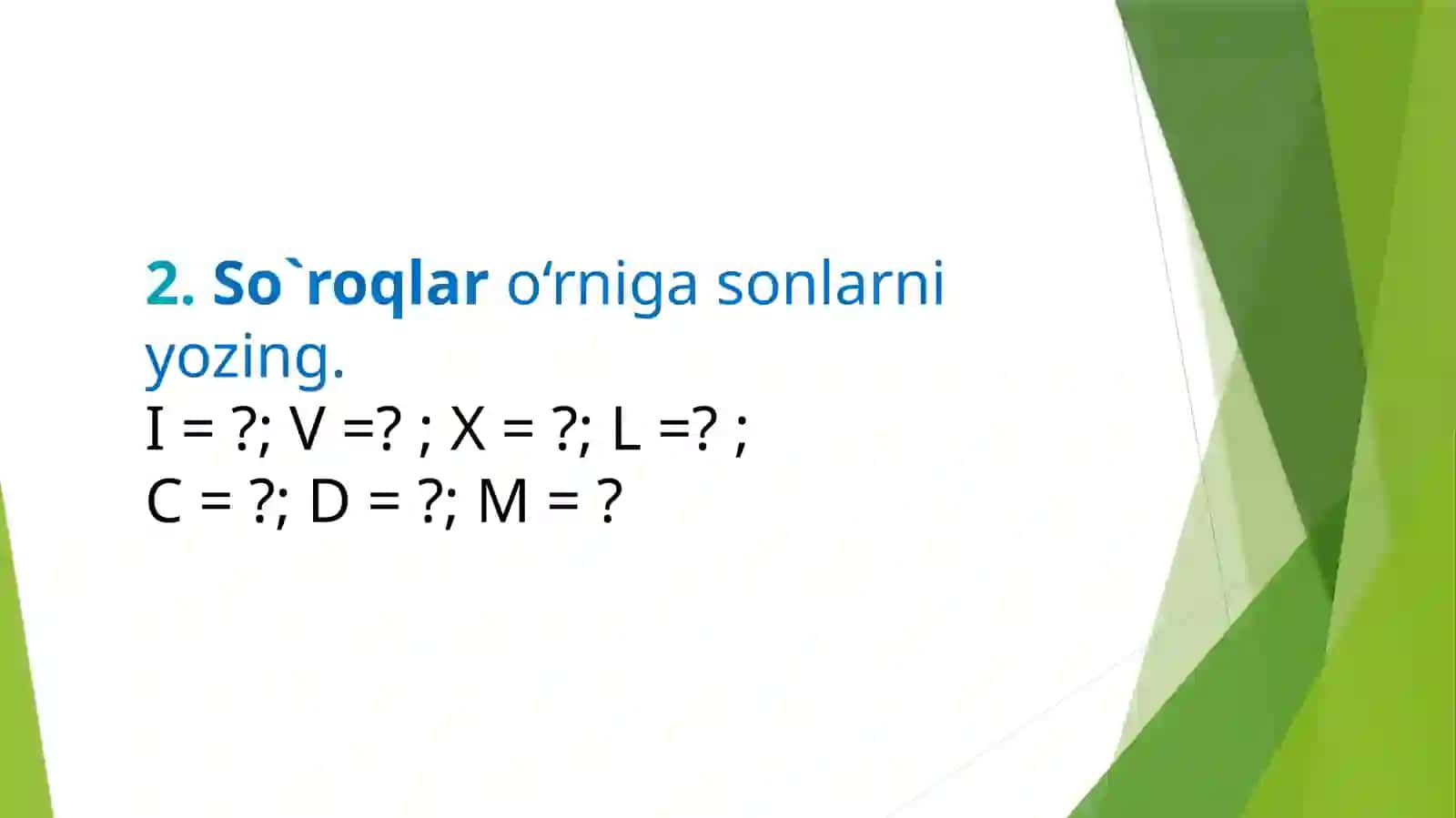 RIM RAQAMLARI NOPOZITSION SANOQ SISTEMASI 4