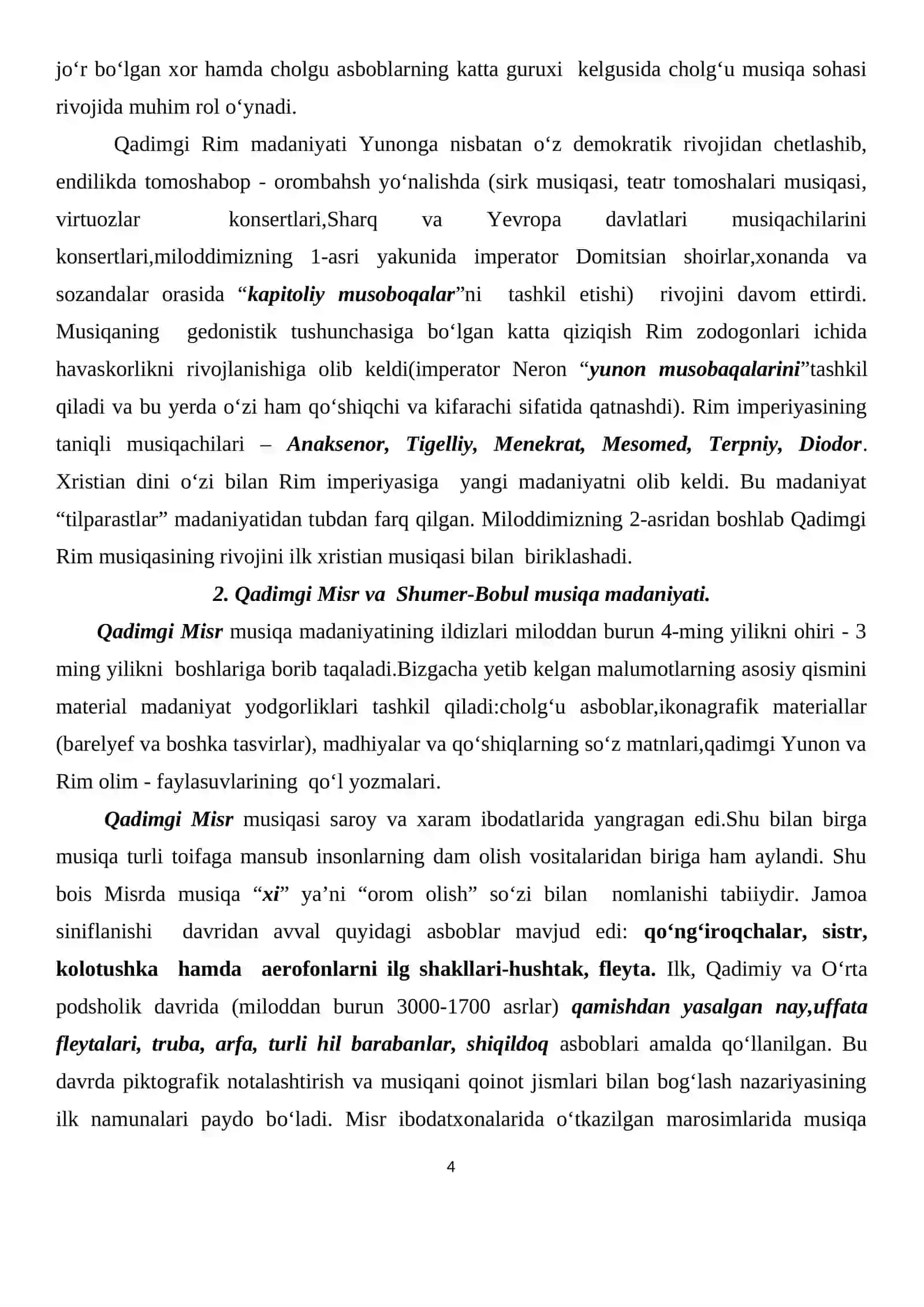 Maruza № 1: Ibtidoiy jamoa davrida musika 4