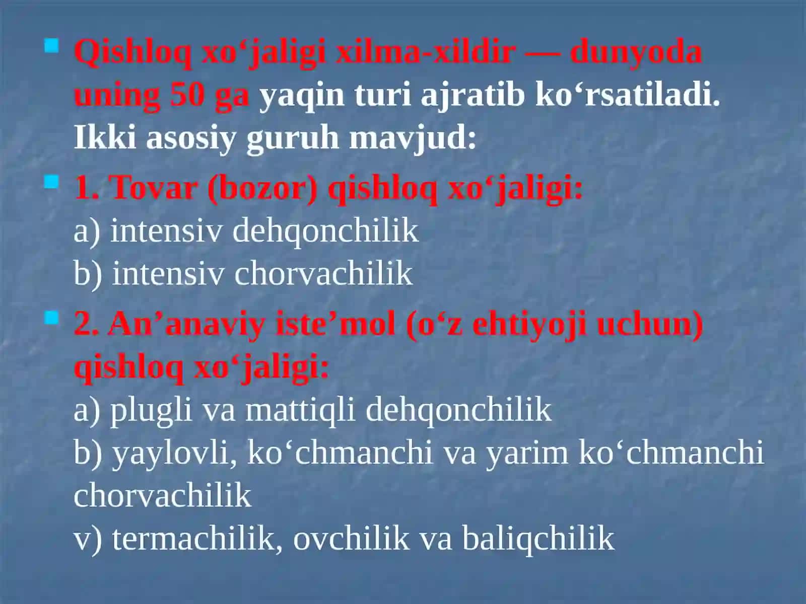 Qishloq xo'jaligi iqtisodiyoti 4