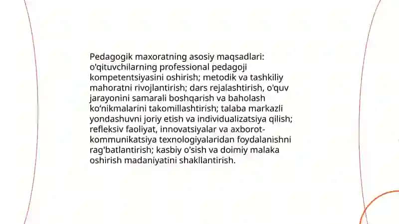 Pedagogik maxorat fanining predmeti, maqsadi va vazifalari 4