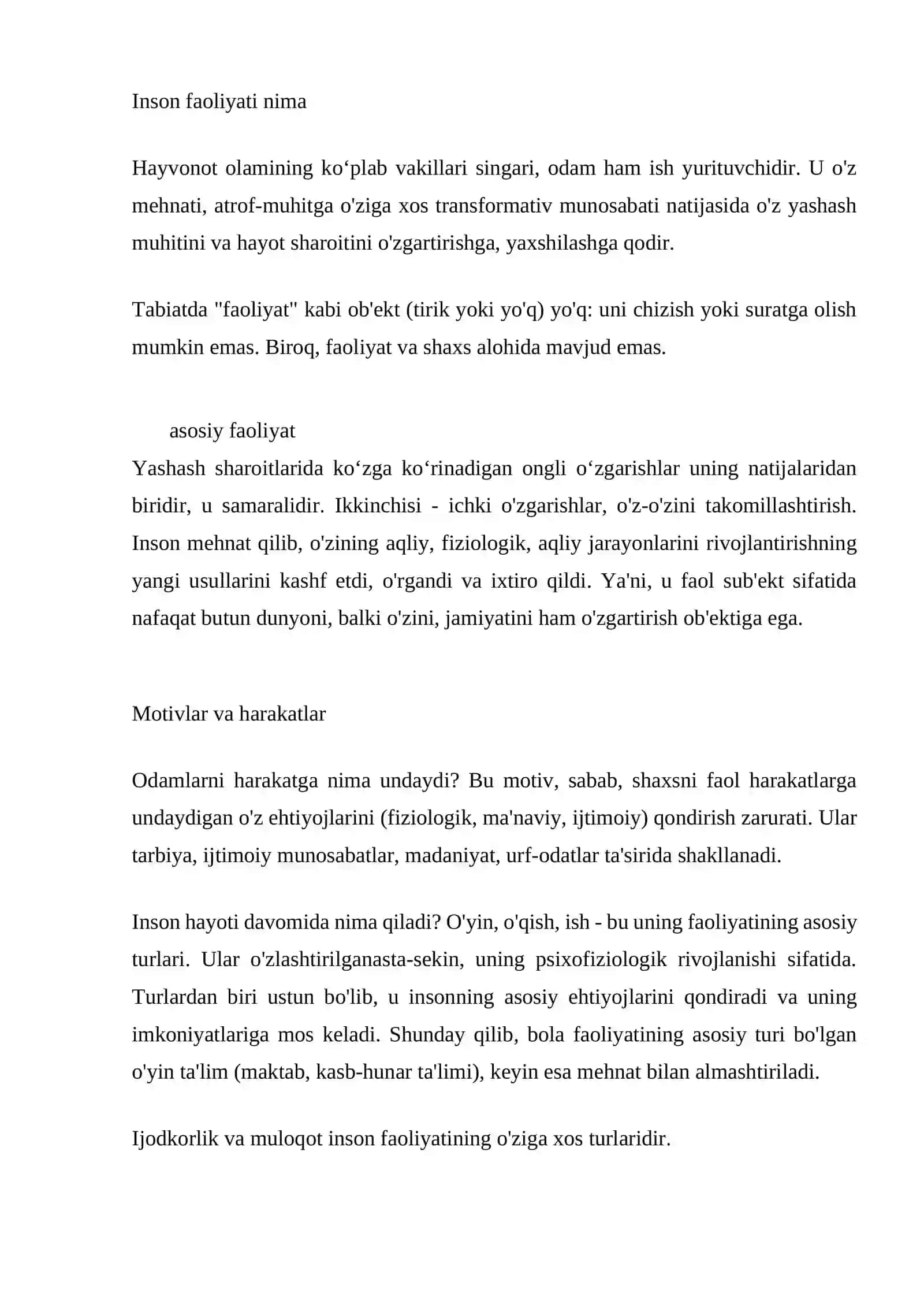 Xarakter, qobiliyat va harakat inson faoliyatning birligi sifatida 4
