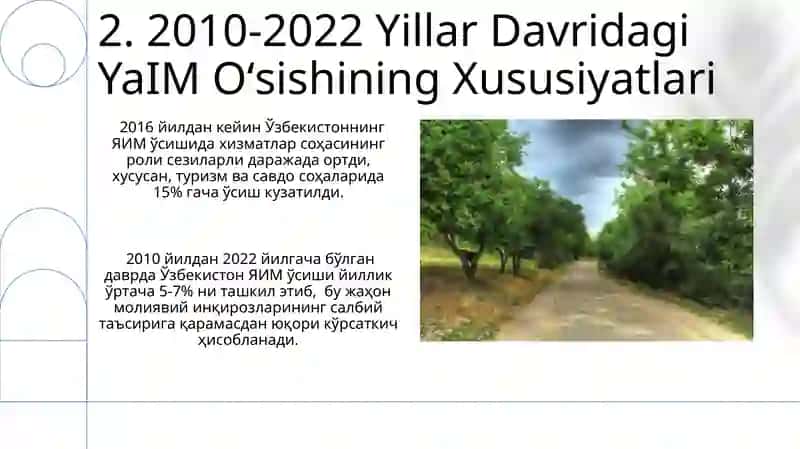 O'zbekiston respublikasi YaIM dinamikasi (1991-2022) tahlili 4