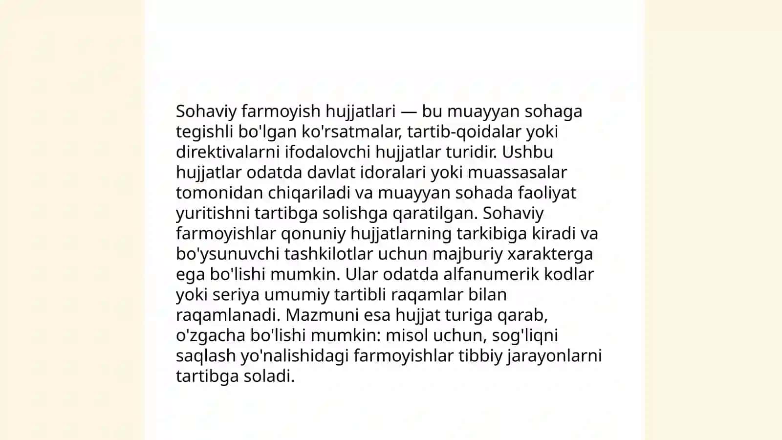 Sohaviy farmoyish hujjatlarning xususiyatlari 4