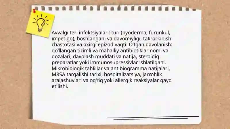 Terining yiringli kasalliklarida anamnez yiğish va kasallik sabablarini aniqlash 4