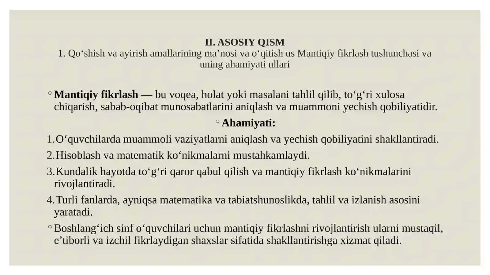 Mantiqiy fikrlashga oid masalalar udtida ishlash.(3-sinf) 4