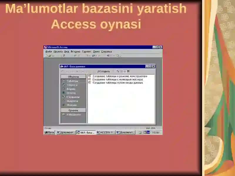 Microsoft Access dama'lumotlar bazasi 4