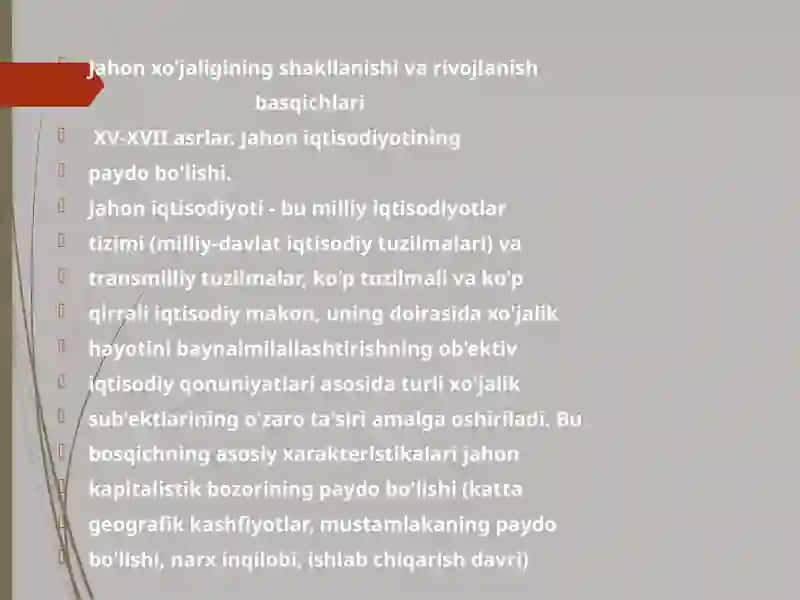 Mehnattaqsimotining bo‘linishi va jahon xo‘jaligi 4