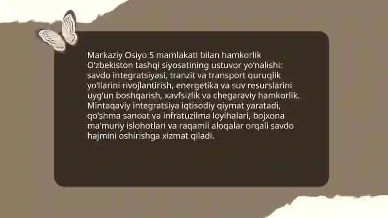 Tashqi siyosat, xalqaro hamkorlik va Òzbekistonning global maydondagi òrni - Imomaliyeva Muxlisa 4